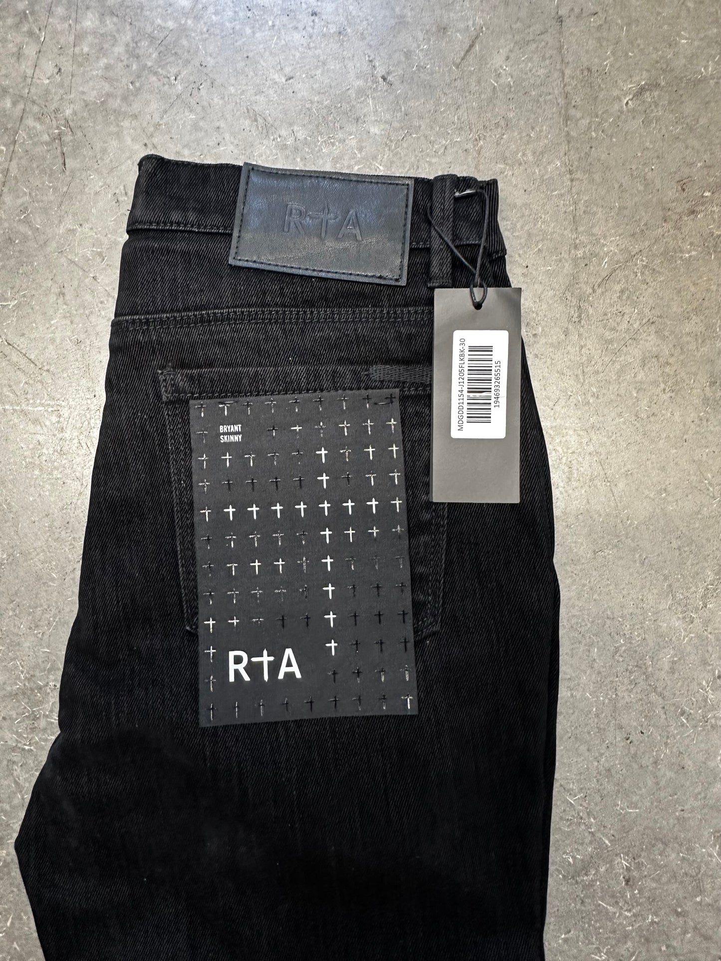 RtA BLACK FLOCKED SKINNY DENIM