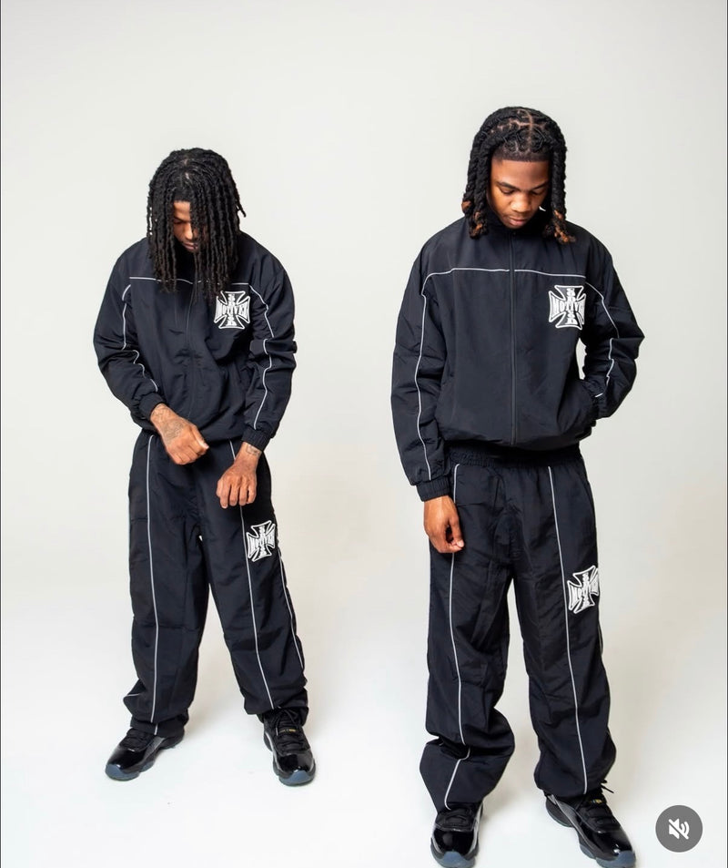 GM BLACK “CROSS” NYLON TRACKSUIT