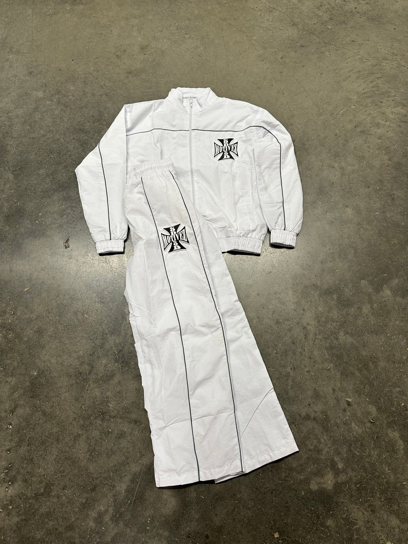 GM WHITE “CROSS” NYLON TRACKSUIT