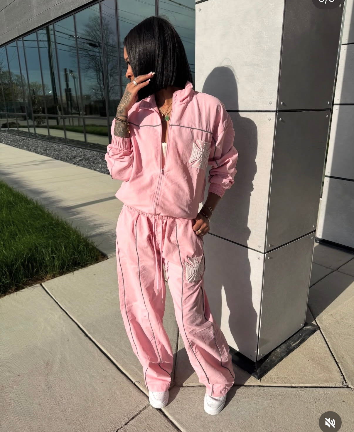 GM PINK “CROSS” NYLON TRACKSUIT