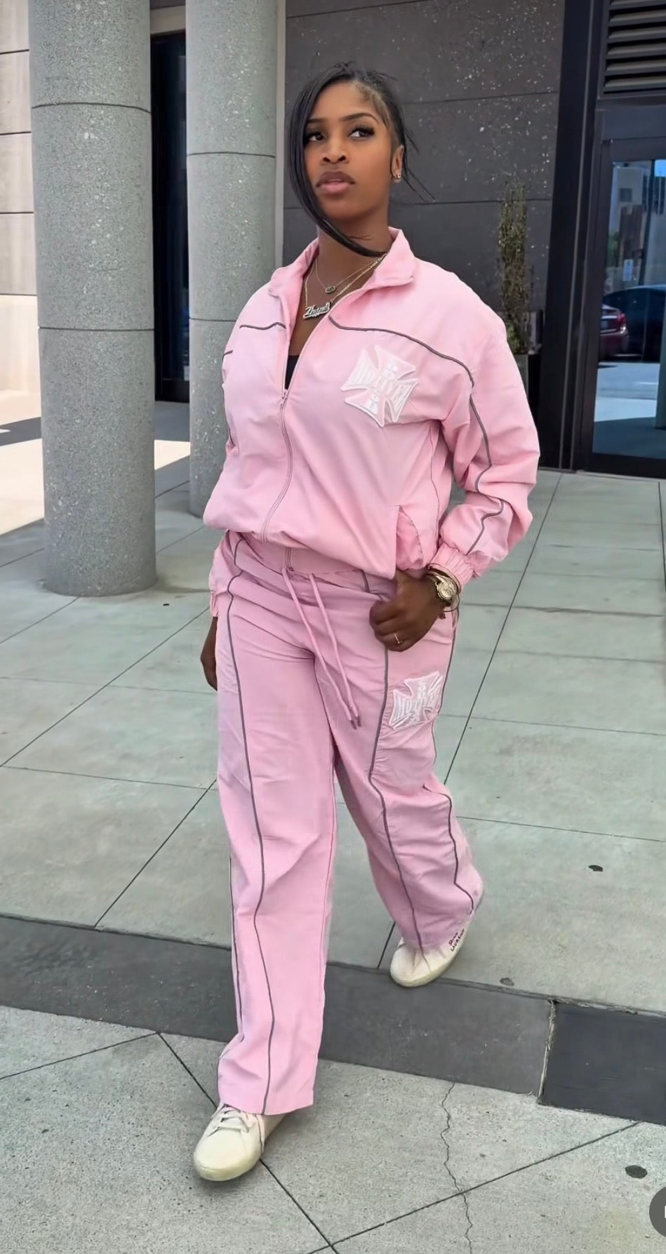 GM PINK “CROSS” NYLON TRACKSUIT