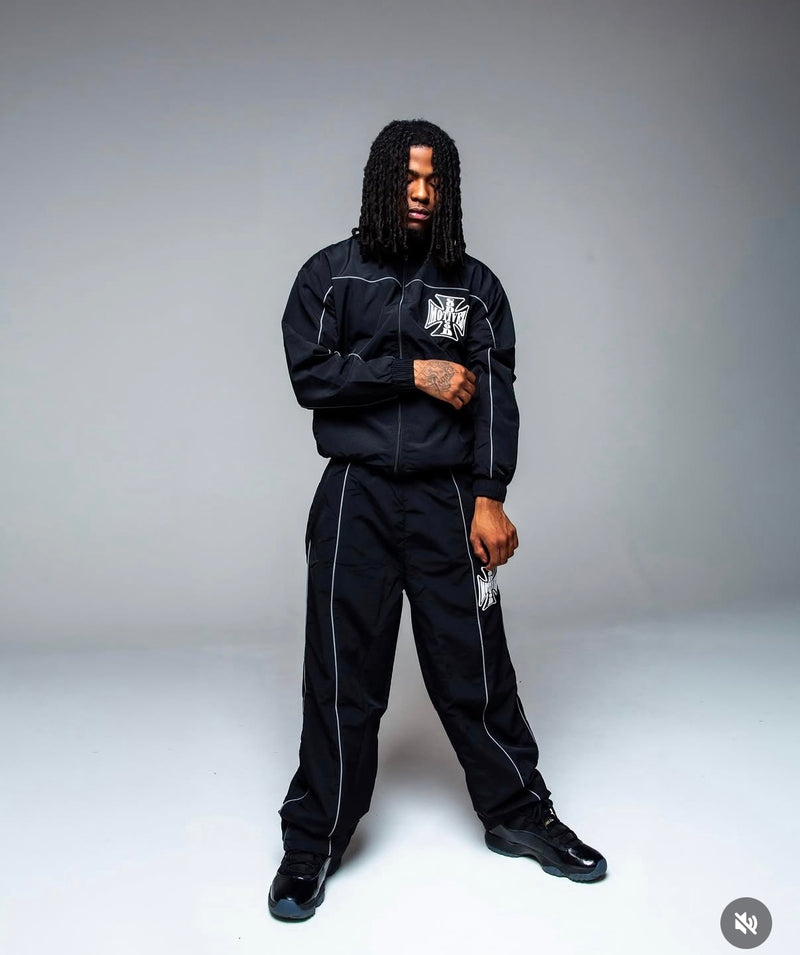 GM BLACK “CROSS” NYLON TRACKSUIT