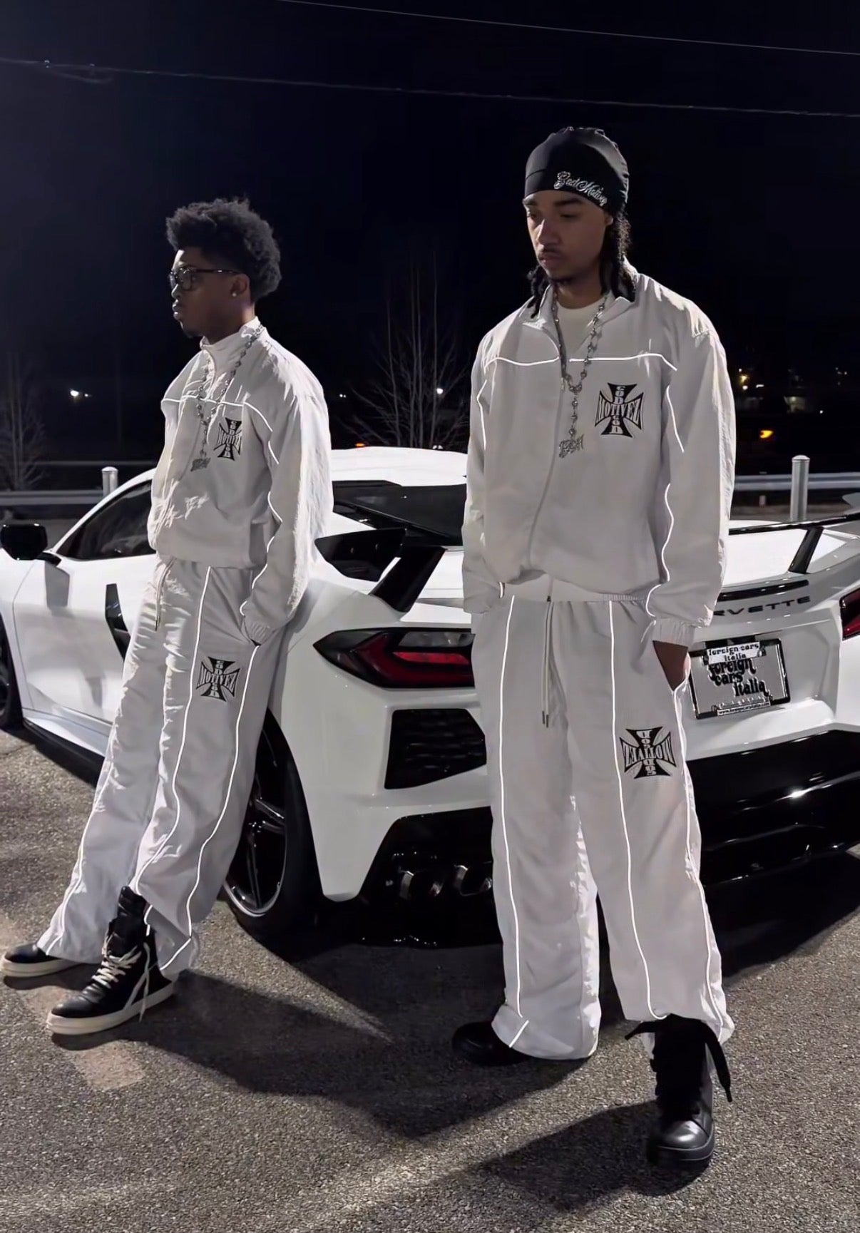 GM WHITE “CROSS” NYLON TRACKSUIT